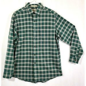 LL Bean Plaid Green Long Sleeve Button Down Mens
